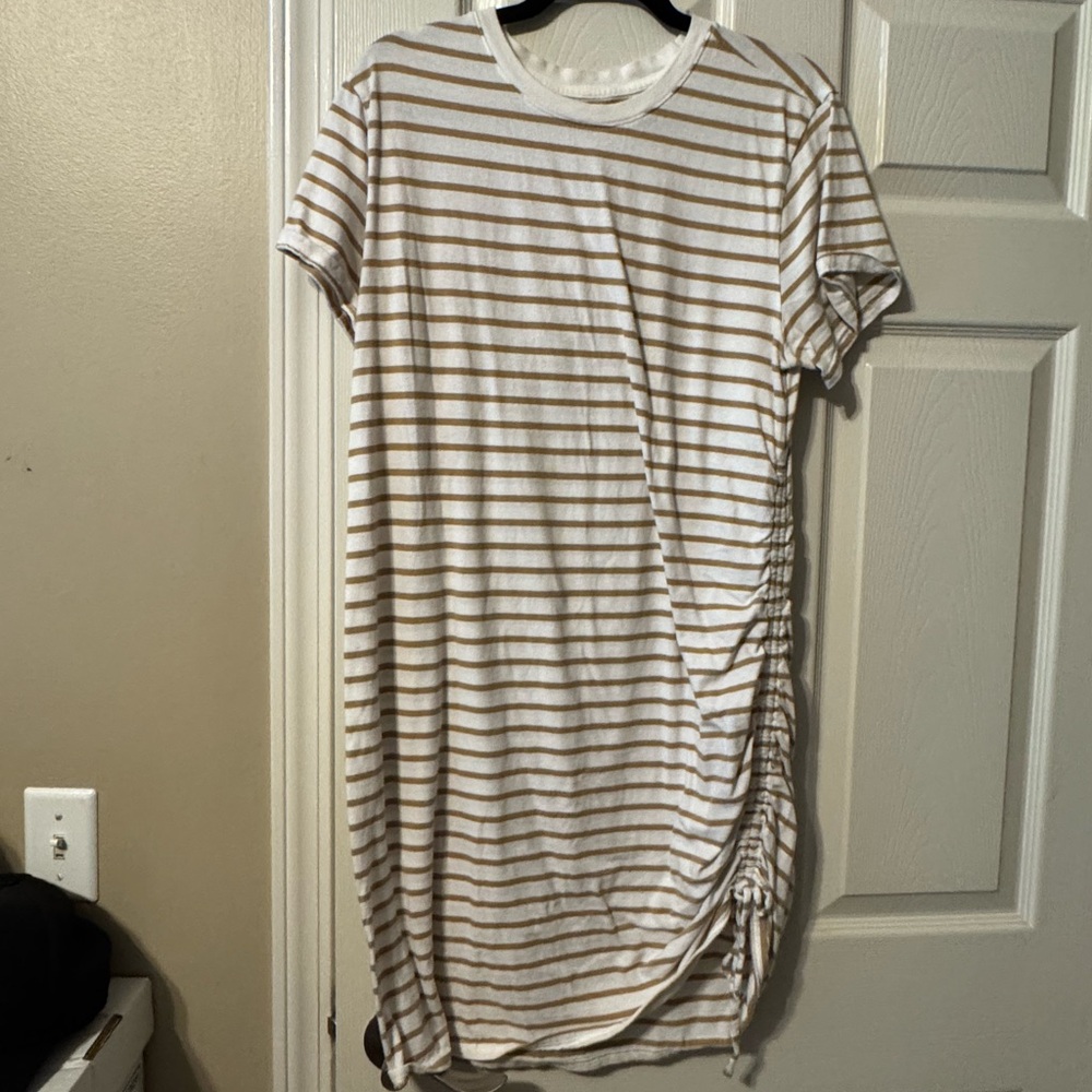 Universal Thread Cream and Tan Striped Dress